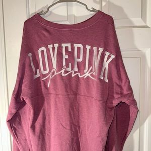 VSPINK PINK SPIRIT JERSEY CREWNECK SWEATSHIRT EMBROIDERED LOGOS